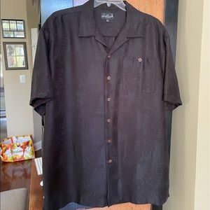 After Dark Black Floral Tone on Tone Hawaiian Shirt XLT